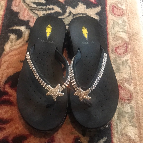 volatile flip flops with rhinestones